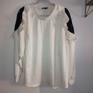 LANE BRYANT RUFFLE LONG SLEEVE TOP - SIZE 18-20